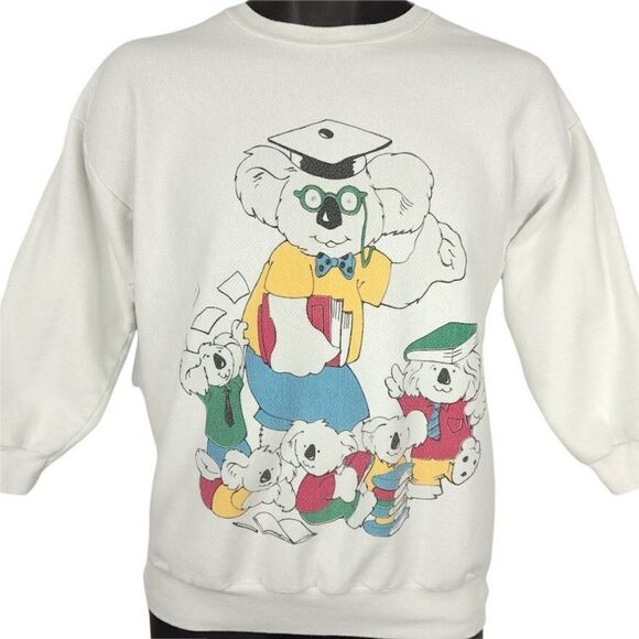 Australia Koala Sweatshirt Vintage 80s School Education Scholar Mens Size Small - Picture 1 of 7